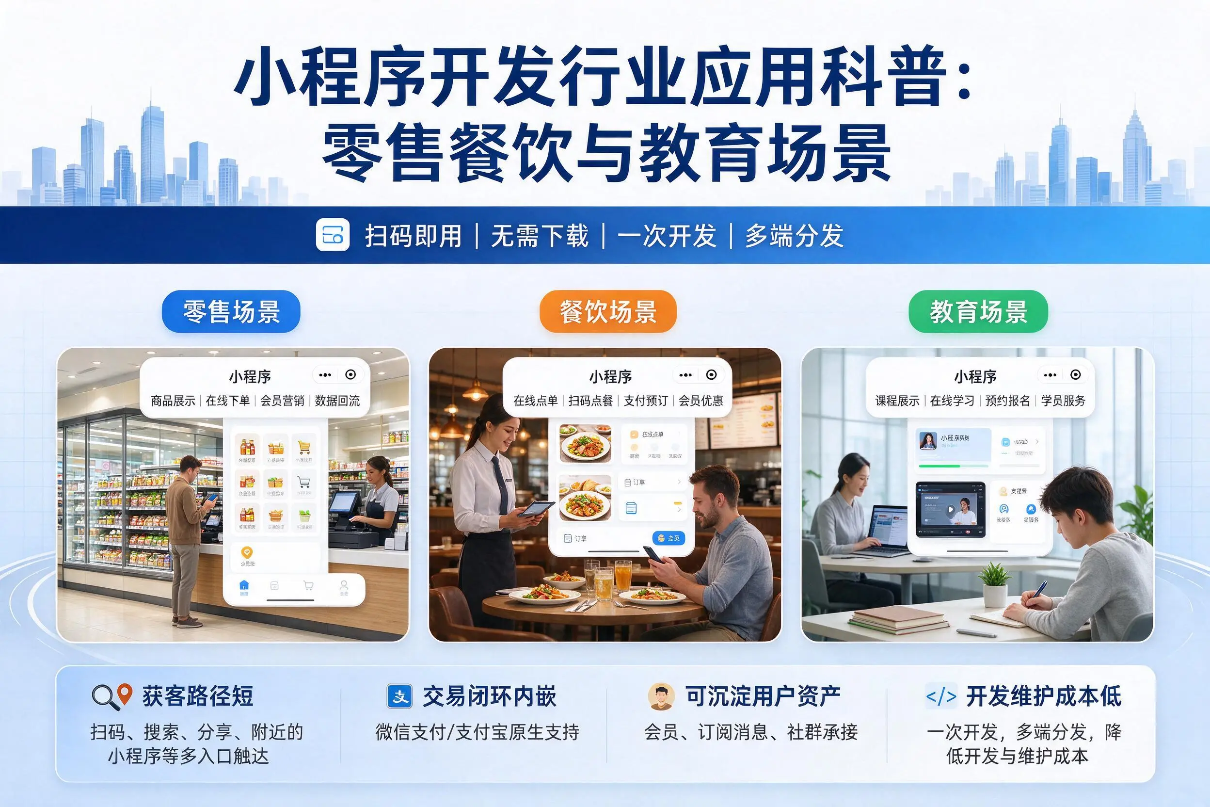 伊春小程序开发行业应用科普:零售餐饮与教育场景