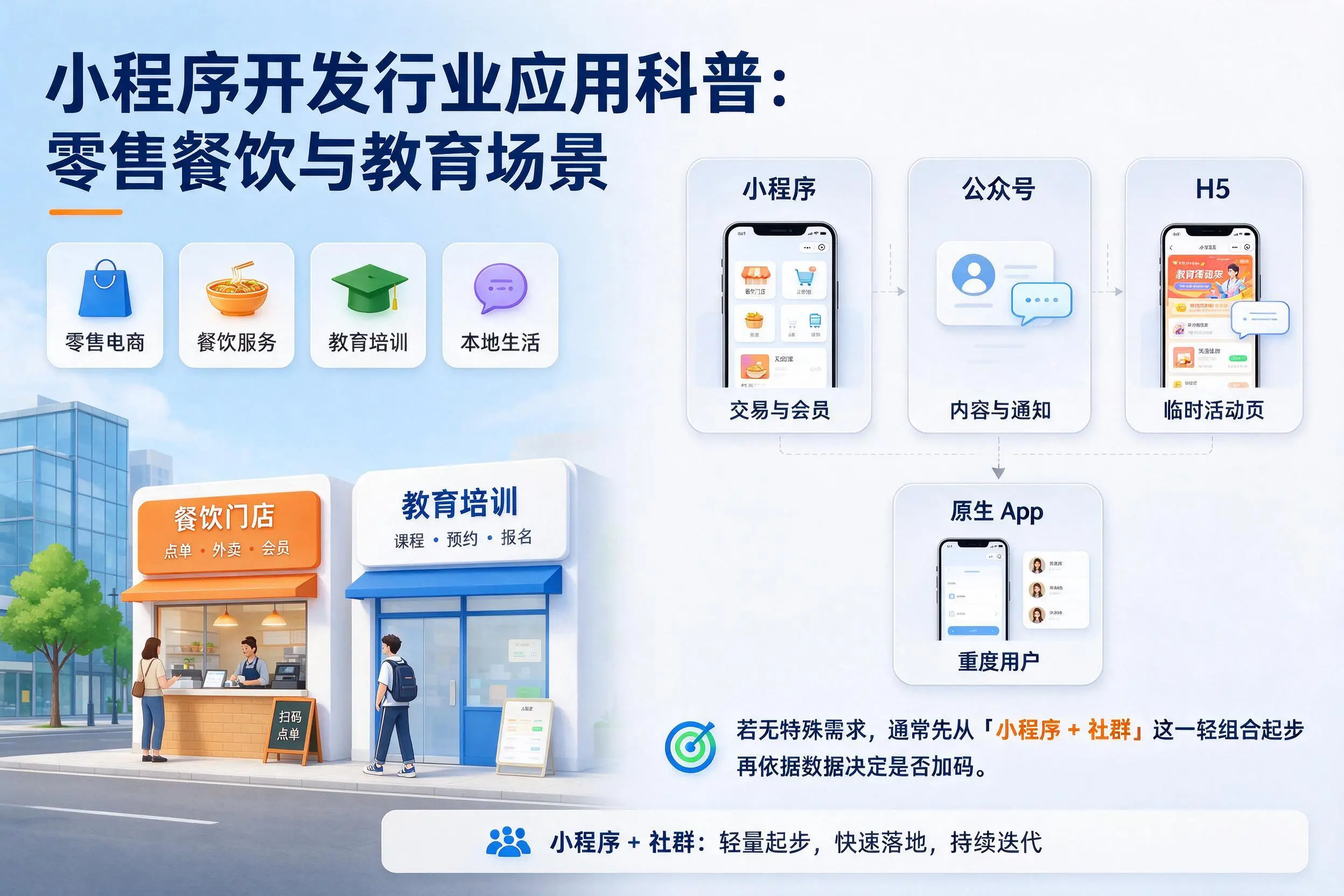 伊春小程序开发行业应用科普:零售餐饮与教育场景
