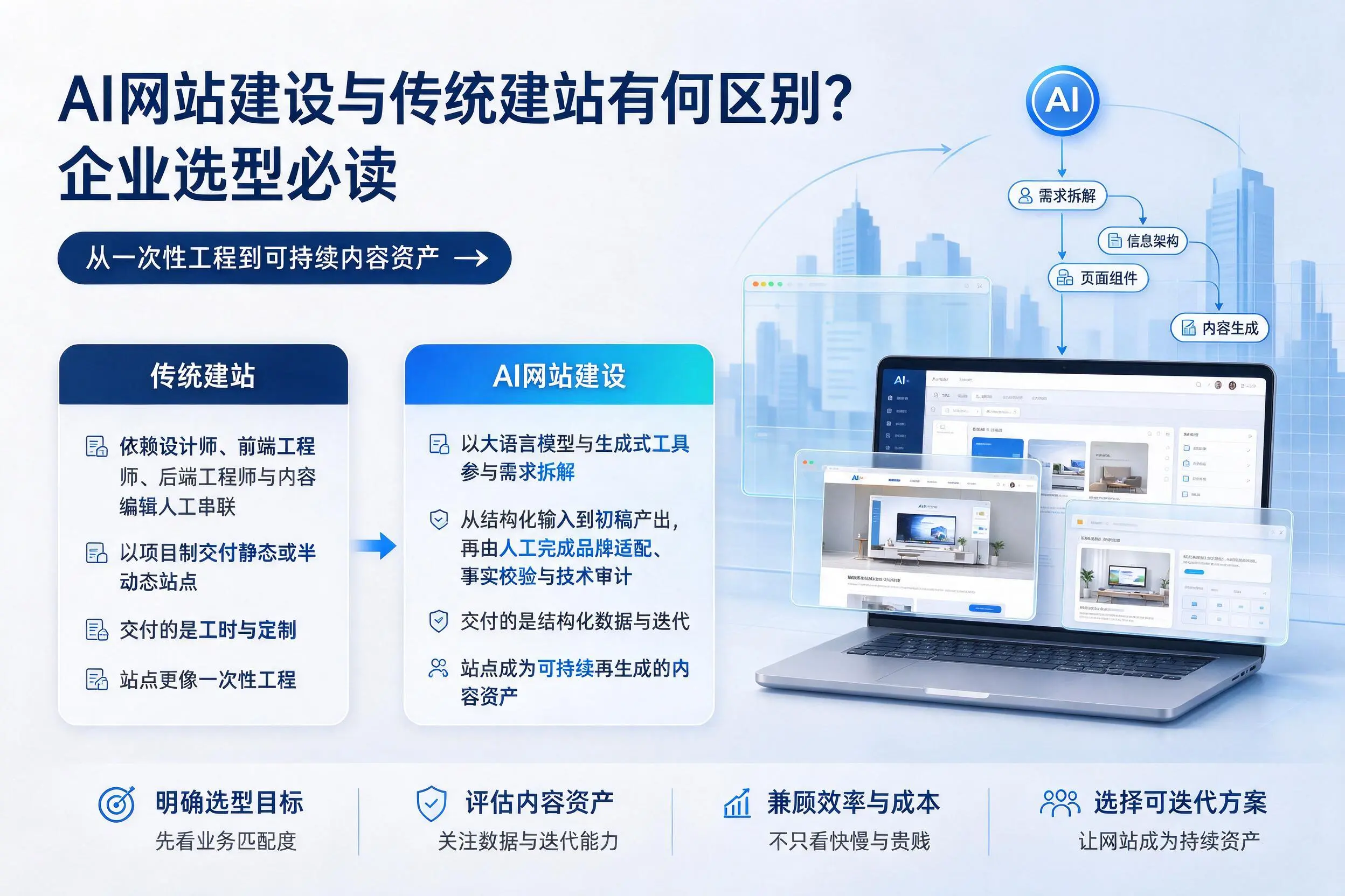 AI网站建设与传统建站有何区别?伊春企业选型必读
