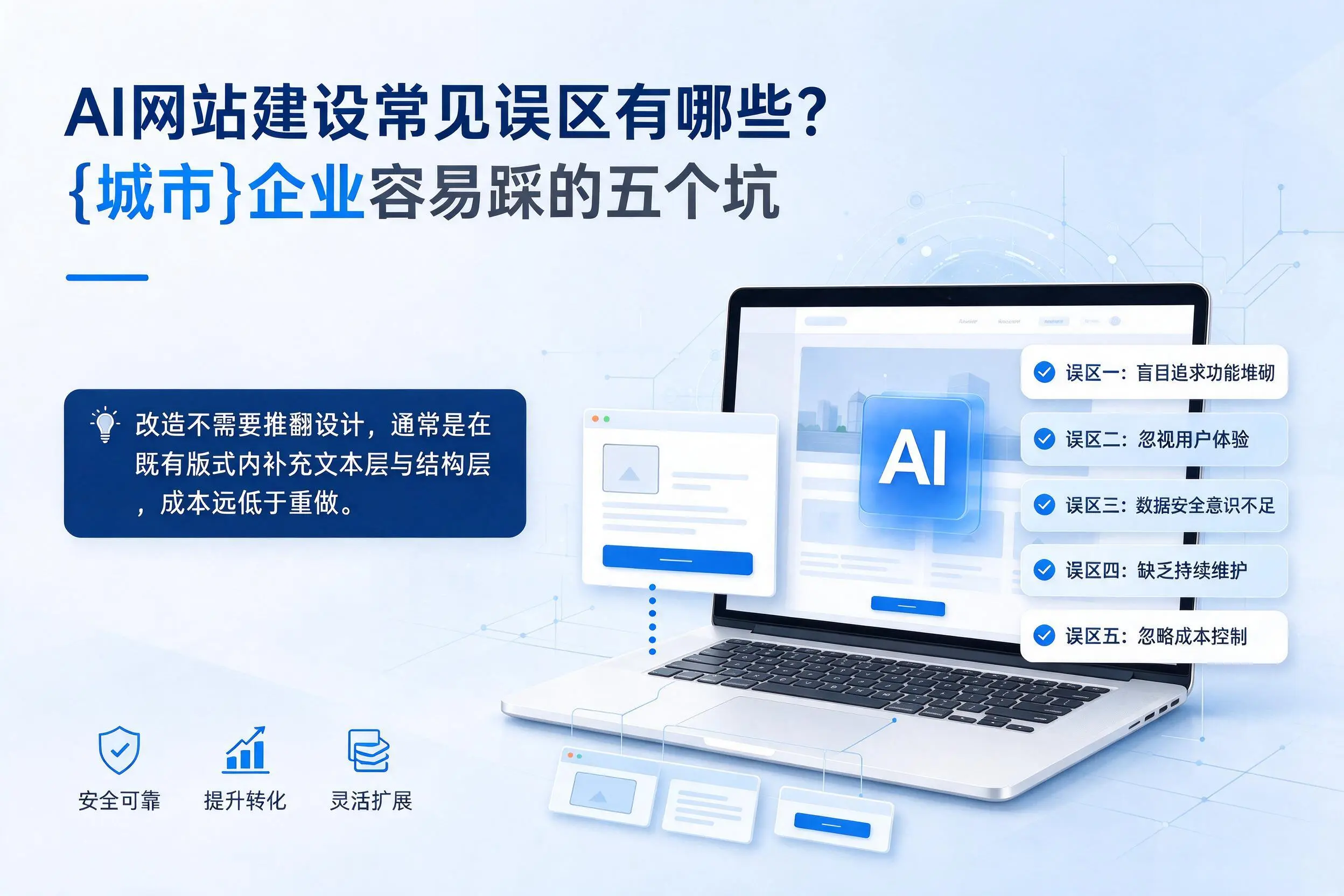 AI网站建设常见误区有哪些?伊春企业容易踩的五个坑