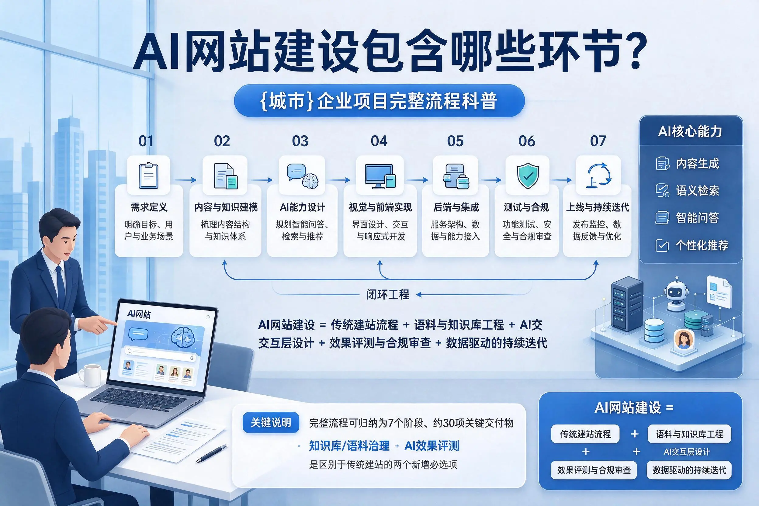 AI网站建设包含哪些环节？伊春企业项目完整流程科普