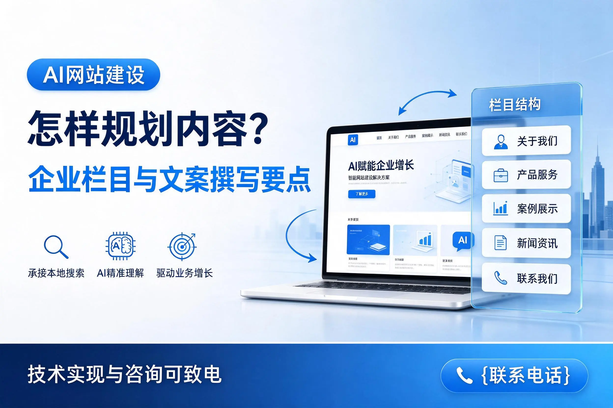 AI网站建设怎样规划内容?伊春企业栏目与文案撰写要点