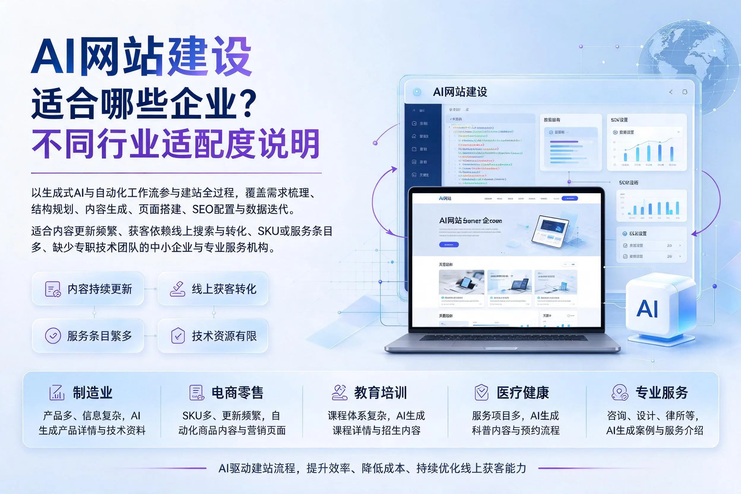 AI网站建设适合哪些企业？伊春不同行业适配度说明